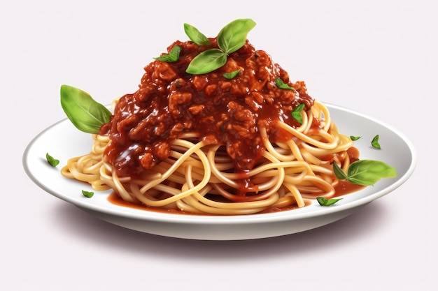 Веганские спагетти болоньезе на изолированном прозрачном фоне