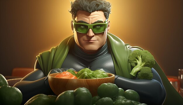 vegan superhero 3D Character