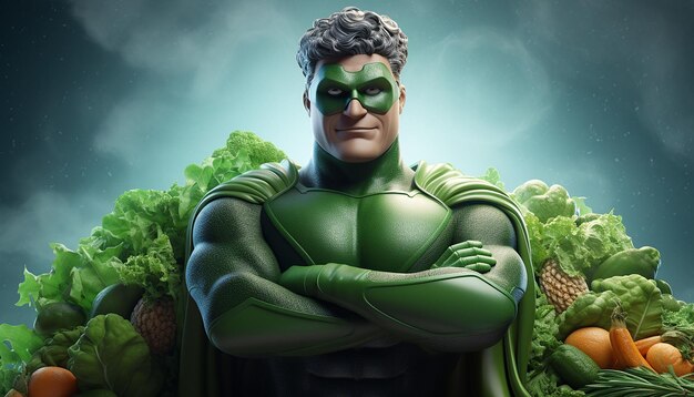 vegan superhero 3D Character