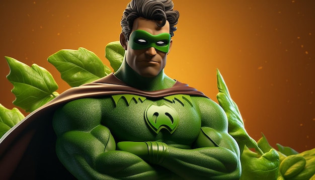 Photo vegan superhero 3d character