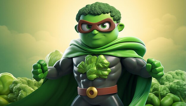 Photo vegan superhero 3d character