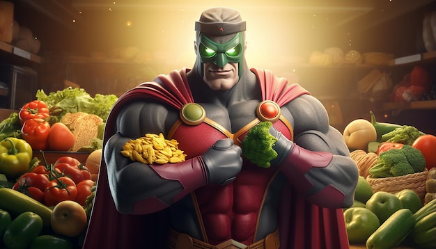 vegan superhero 3D Character