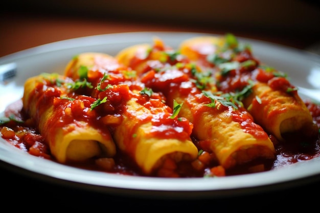 Foto vegano tofu scramble colazione enchiladas