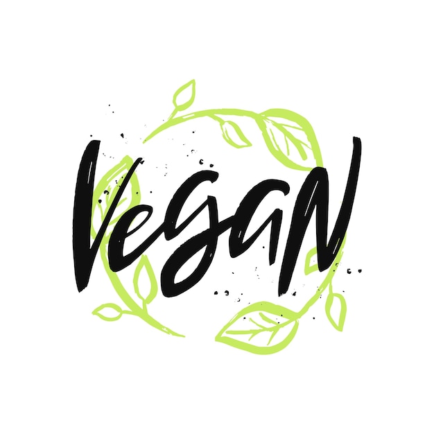 Vegan vector brush lettering inscription Handwritten quote Vegan lifestyle Isolated typography print