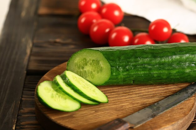 Vegan vegetable background, sliced cucumber soft selective.