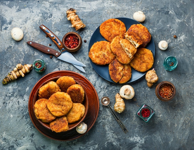 Vegan vegetable cutlets.