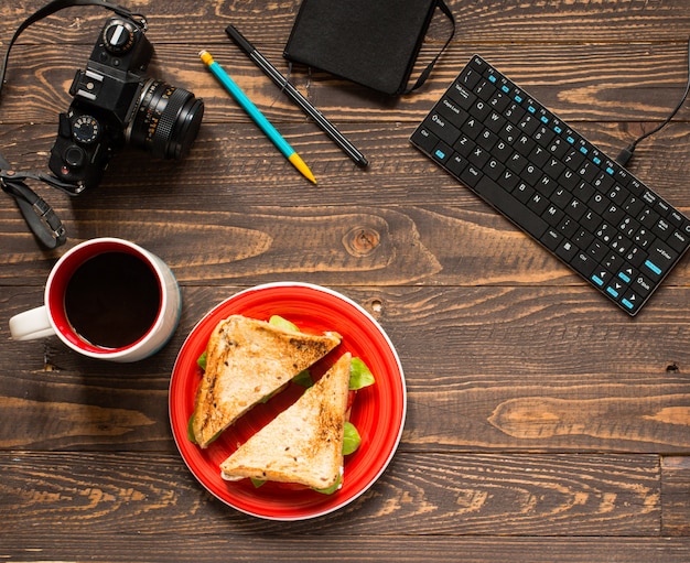 Vegan whole grain sandwich with various ingredients for healthy meal,