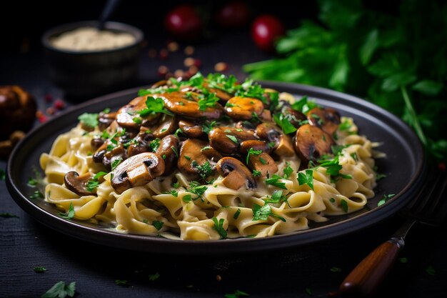 Veganische paddenstoel Stroganoff