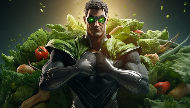 Foto veganistisch superheld 3d-personage