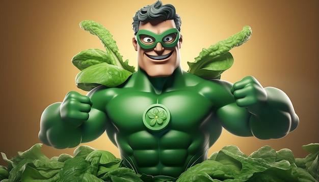 Foto veganistisch superheld 3d-personage