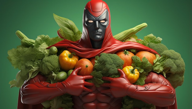 Foto veganistisch superheld 3d-personage