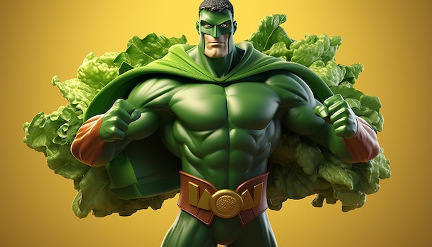 veganistisch superheld 3D-personage