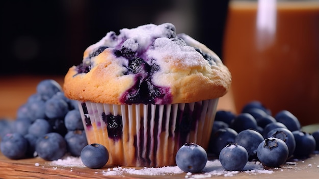 Veganistische bosbessenmuffins Ontbijtbakkerijtraktatie