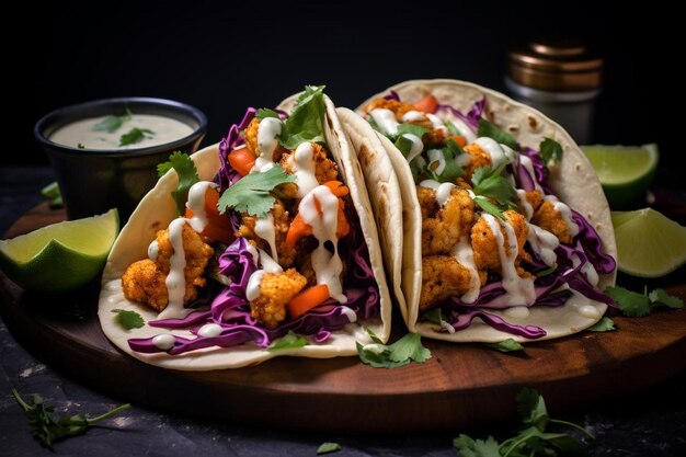 Veganistische Buffalo Cauliflower Tacos met Ranch Dressing