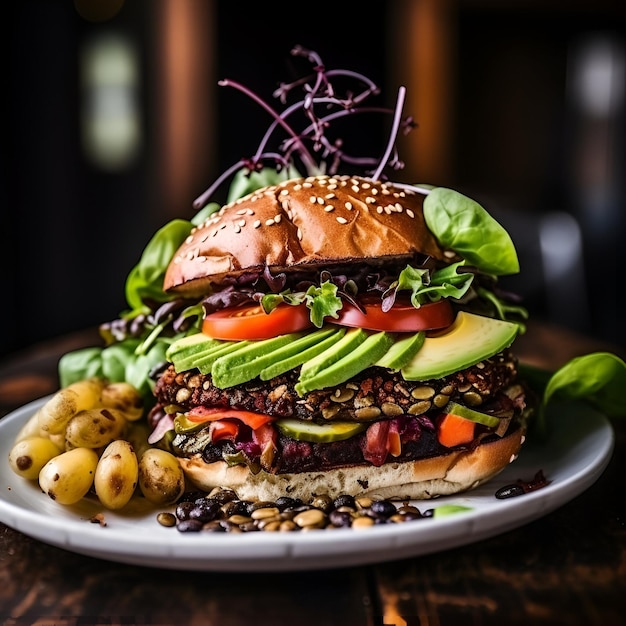 Foto veganistische dag veganistische cheeseburger