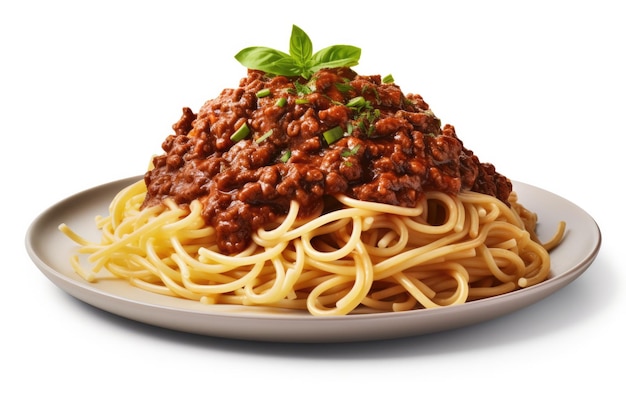 Veganistische Spaghetti Bolognese op geïsoleerde transparante achtergrond