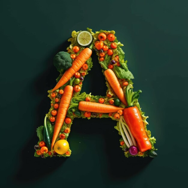 Vegetable alphabet a made of carrots