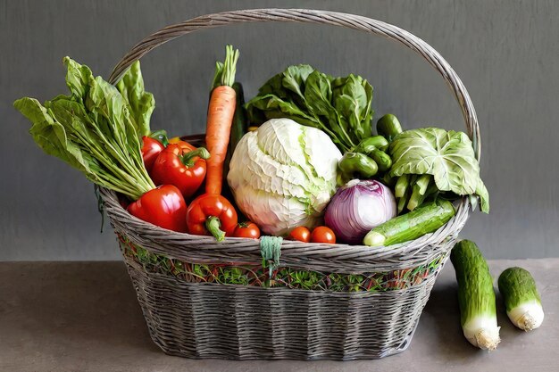 Vegetable basket Fresh vegetables basket Ai