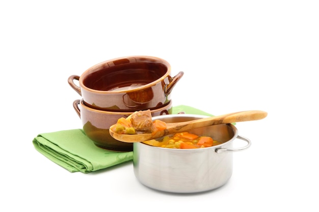 Photo vegetable beef soup pot