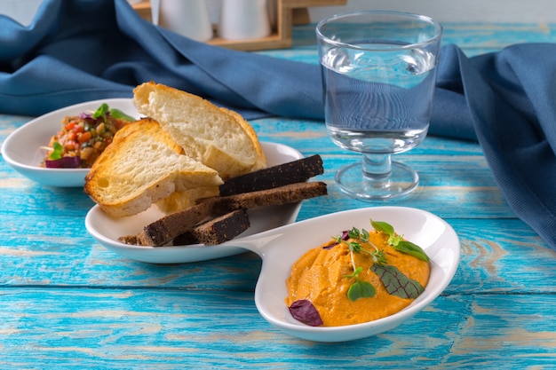 Vegetable caviar and bread