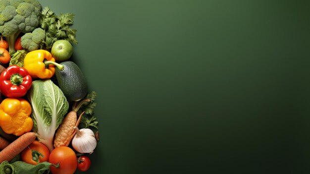 vegetable in corner with green background