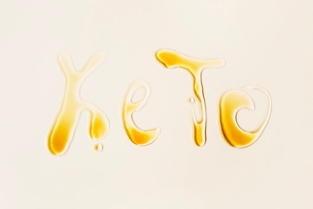 Vegetable fat keto lettering. Healthy food concept