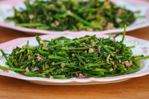 Vegetable fern spicy salad