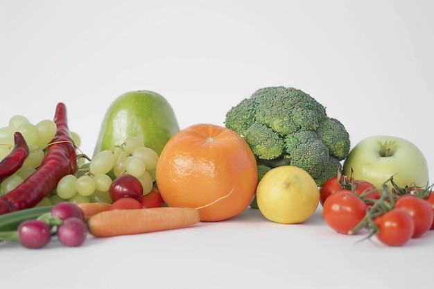 vegetable Fresh fruits and vegetables isolated on white