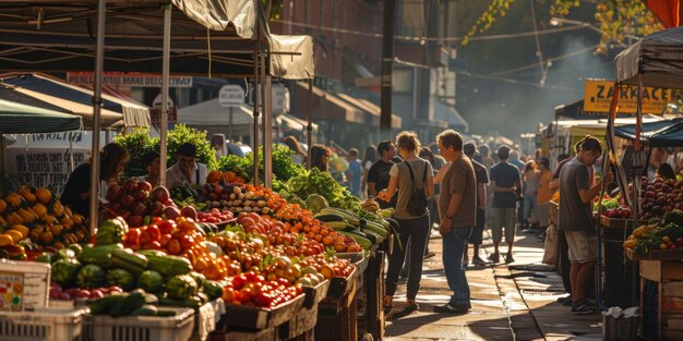 Foto mercato delle verdure e delle frutta ia generativa