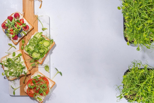 Vegetable and fruit microgreen sandwiches