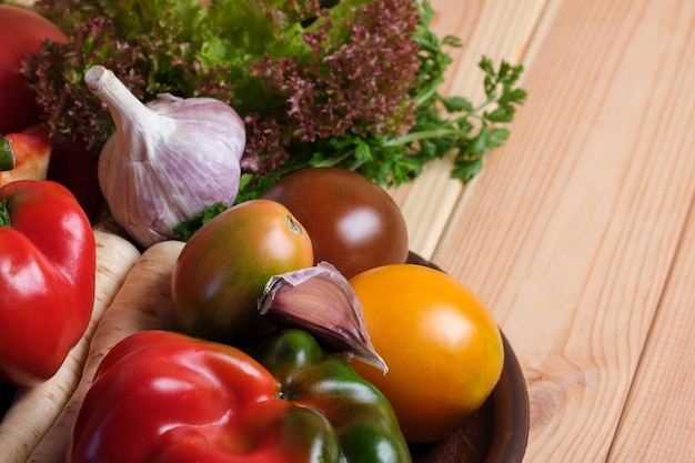 Vegetable layout with tomatoes