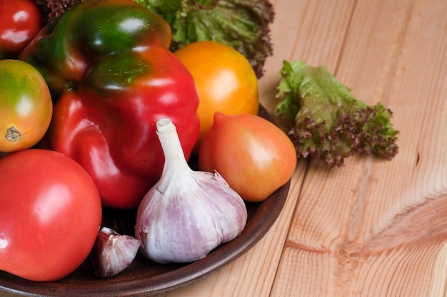 Vegetable layout with tomatoes