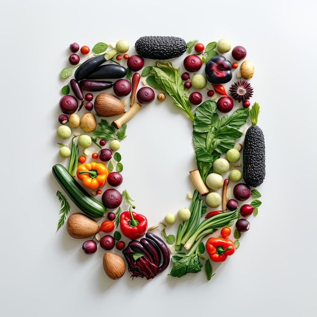 Vegetable Letter D on White