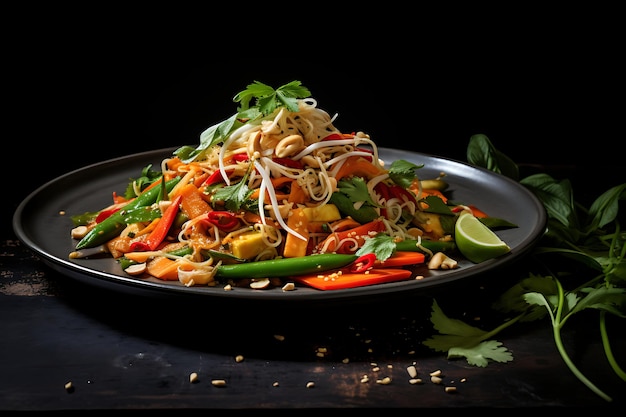 Vegetable pad thai thai food photography