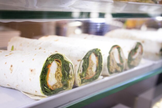 Vegetable pancake roll with spinach no people