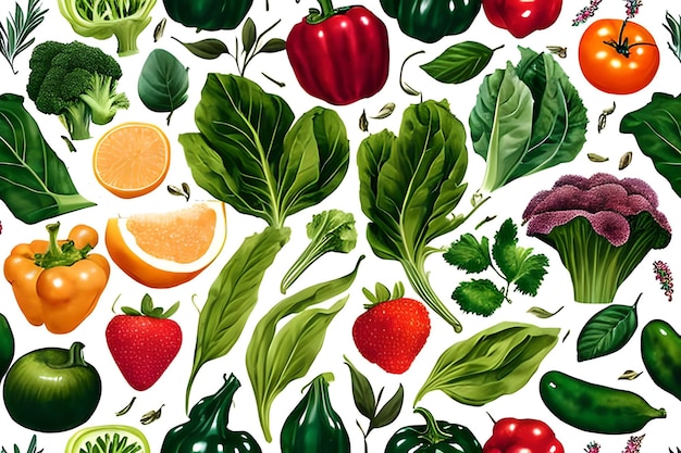 Photo vegetable pattern and texture background illustration watercolor seamless collection for fabric or any media print