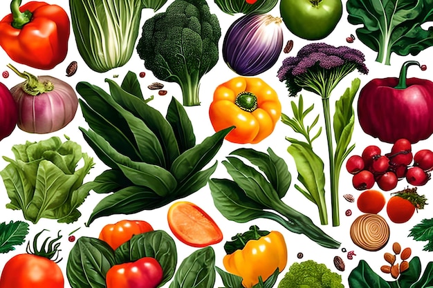 Vegetable pattern and texture background illustration watercolor seamless collection for fabric or any media print