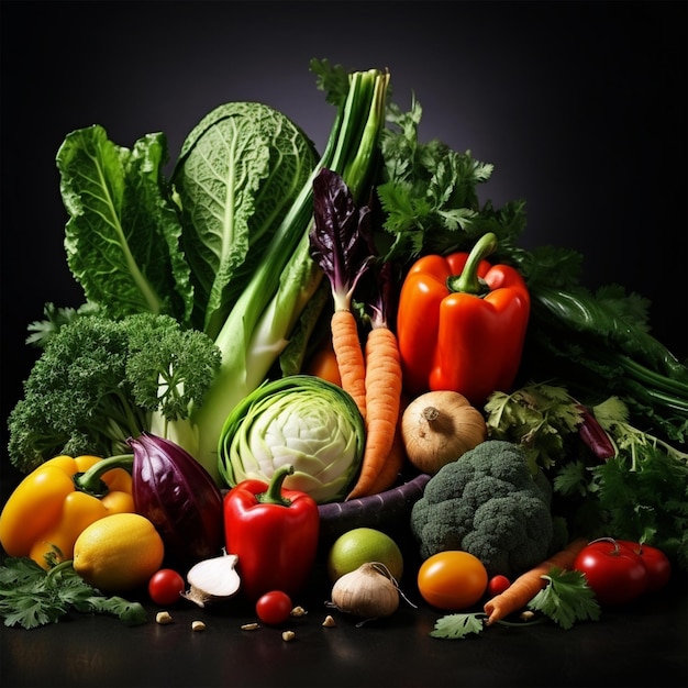 Vegetable produce display healthy fresh organic food