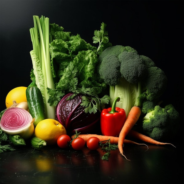 Vegetable produce display healthy fresh organic food