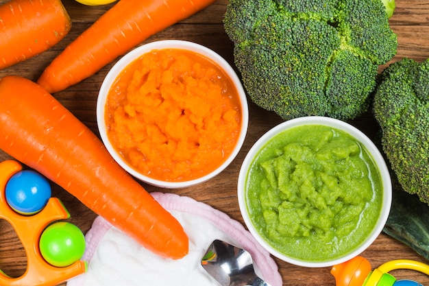 Vegetable puree， carrots  pureed ，Broccoli pureed