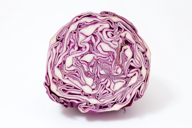 Vegetable of purple cabbage on white background.