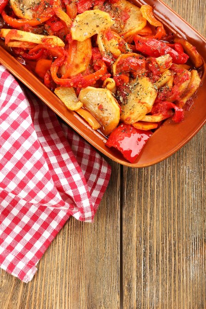 Vegetable ragout on table closeup