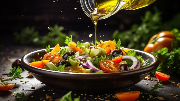 Vegetable salad dressed with vegetable oilHot Food