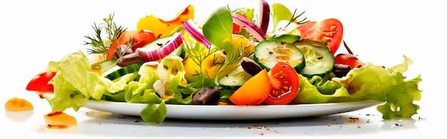 Салат из овощей на белом фоне Генеративный ИИ