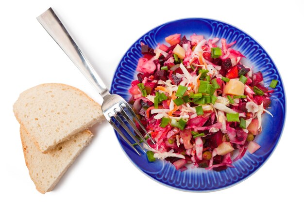 Vegetable salad isolated on the white background