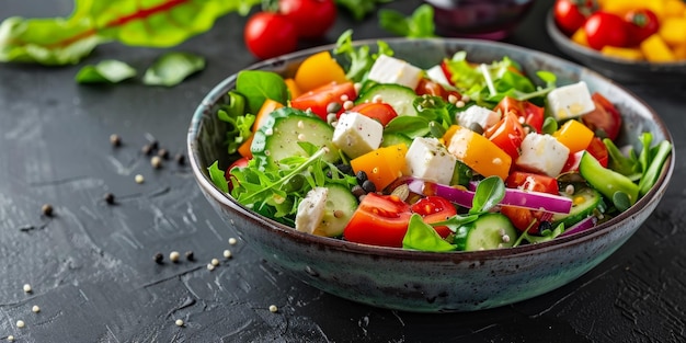 Foto insalata di verdure in un piatto ia generativa