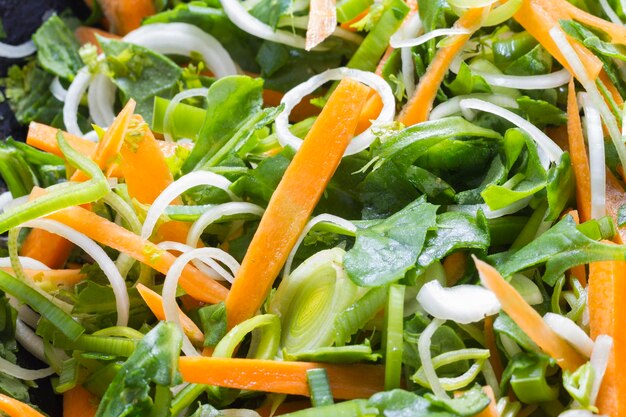 Vegetable salad on the plate on the table