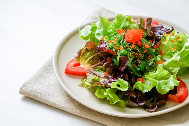 vegetable salad with Japanese seaweed and shrimp eggs