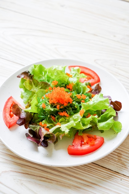 vegetable salad with Japanese seaweed and shrimp eggs