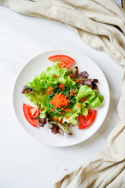 vegetable salad with Japanese seaweed and shrimp eggs